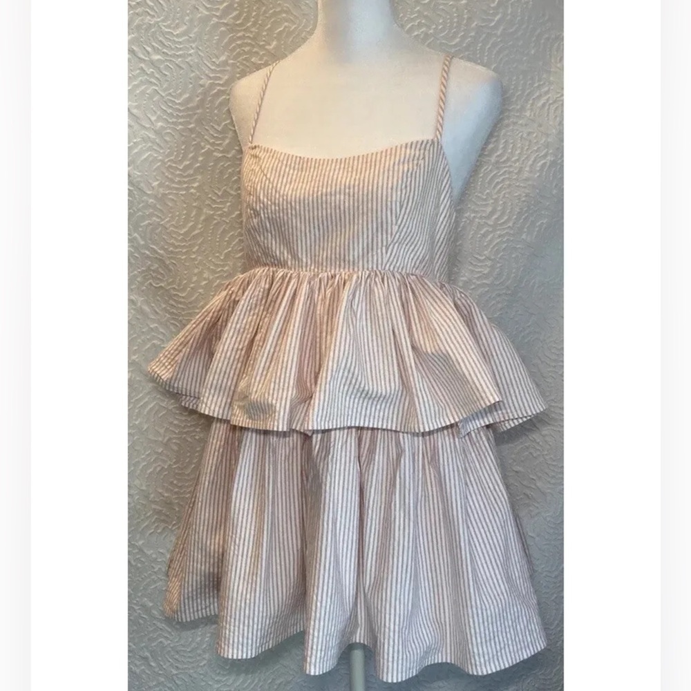 STONE Cold Fox Mini Iris Peplum Sold Out Striped Pink Dress Size 1